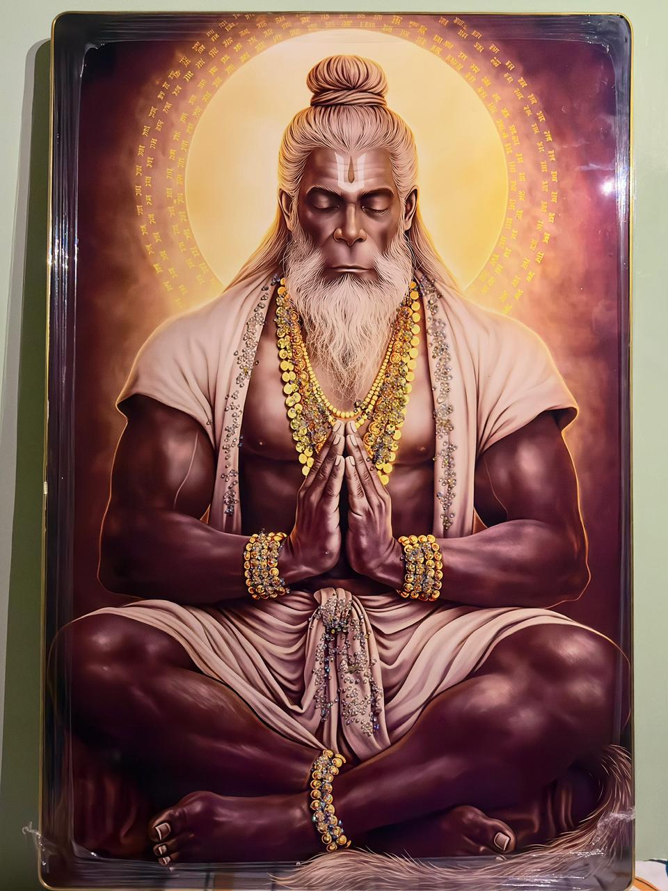 The Meditative Mahavir: Divine Hanuman 3D Relief