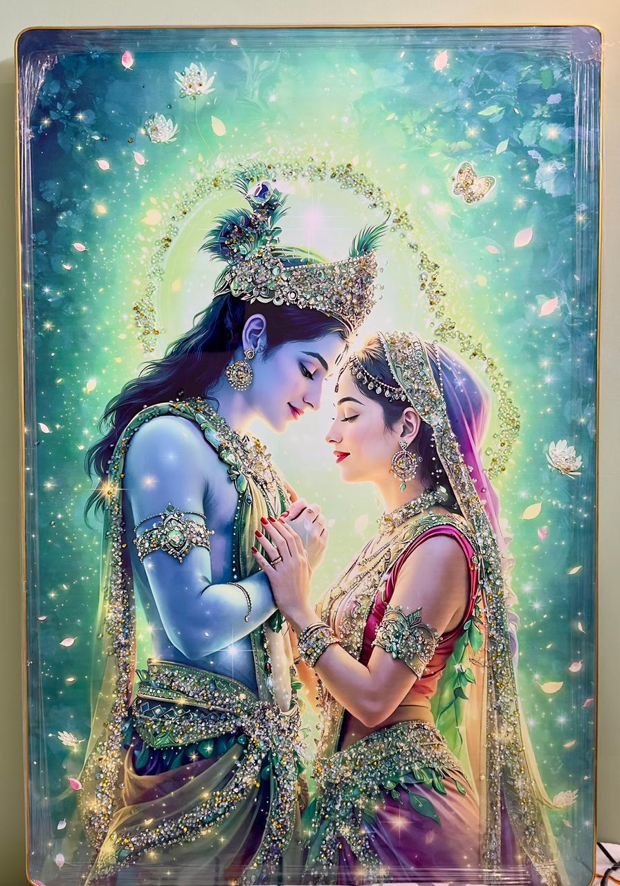 Radha Krishna: The Celestial Union 3D Crystal Relief