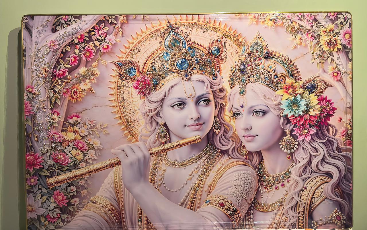 Radha Krishna Floral 3D Relief