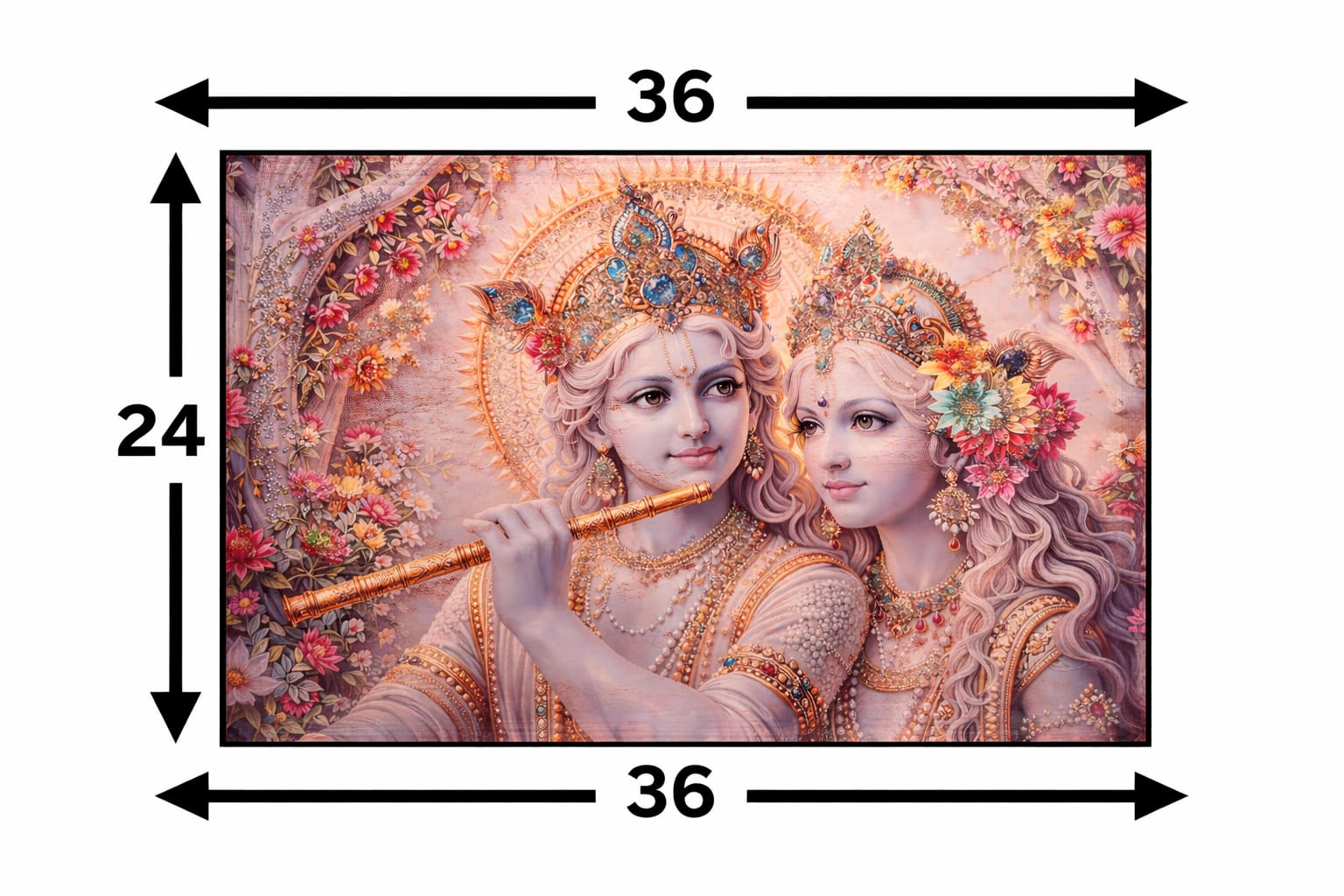 Radha Krishna Floral 3D Relief