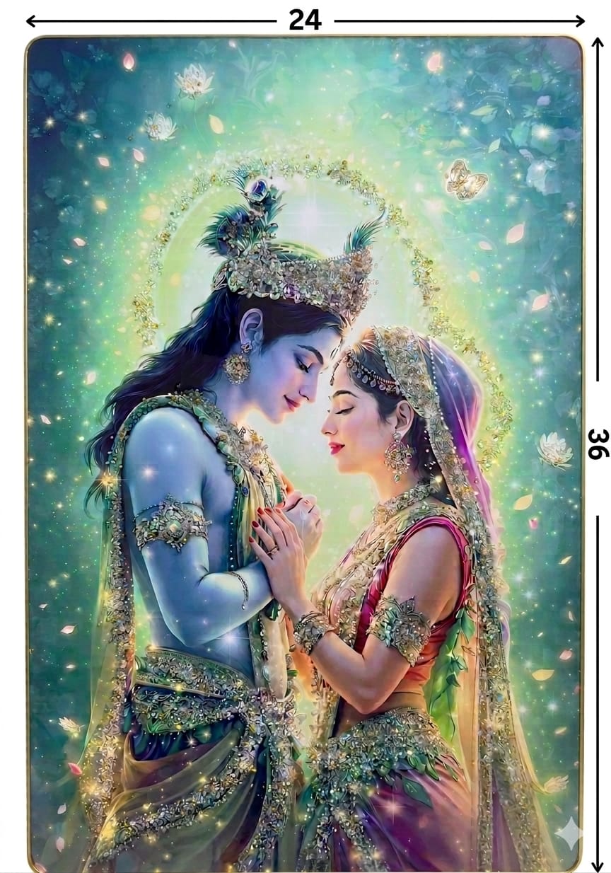Radha Krishna: The Celestial Union 3D Crystal Relief