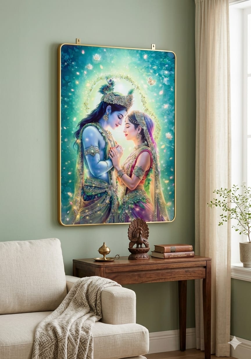 Radha Krishna: The Celestial Union 3D Crystal Relief