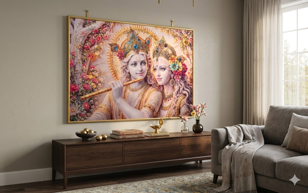 Radha Krishna Floral 3D Relief