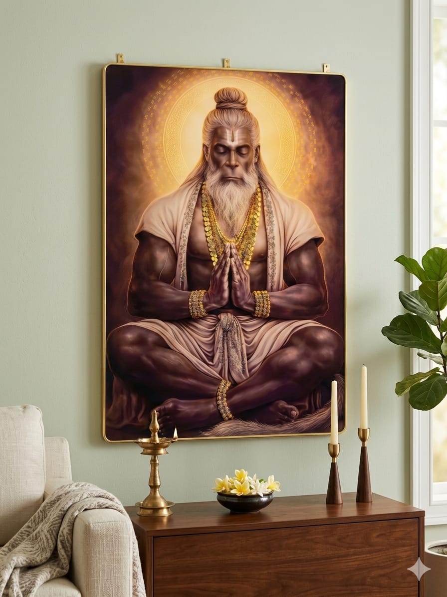 The Meditative Mahavir: Divine Hanuman 3D Relief