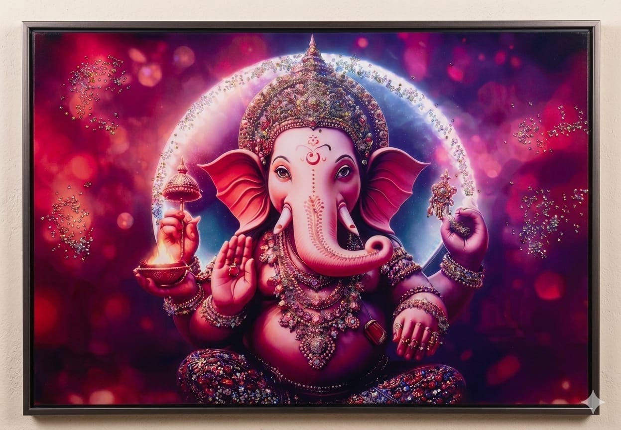 Vighnaharta Glow: Majestic Ganesha 3D Crystal Art