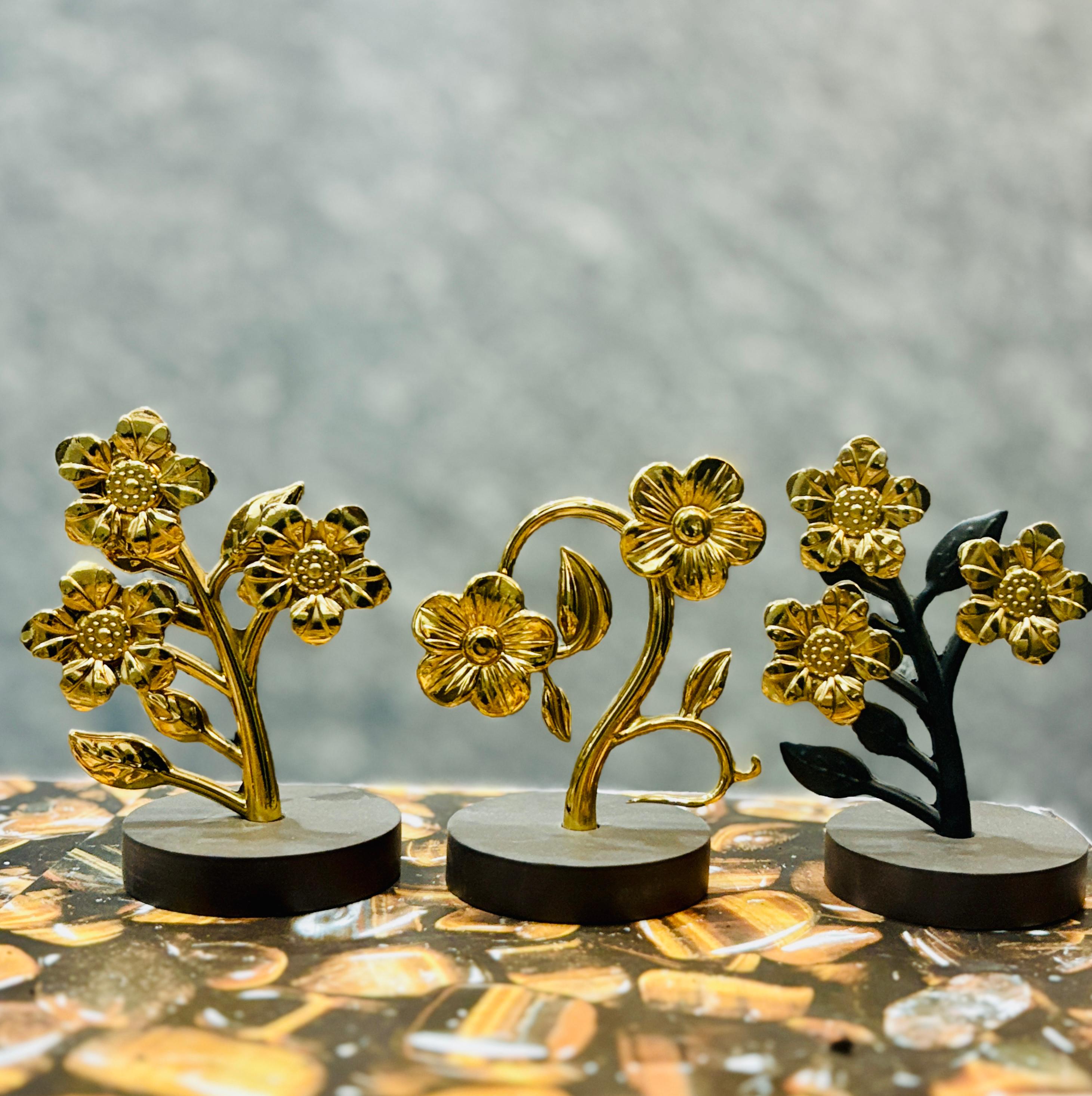 Golden Blossom Flower Decor ( set of 3)