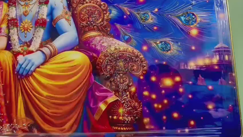 Majestic Radha Krishna on Peacock Throne