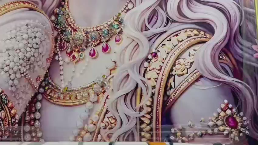 Radha Krishna Floral 3D Relief